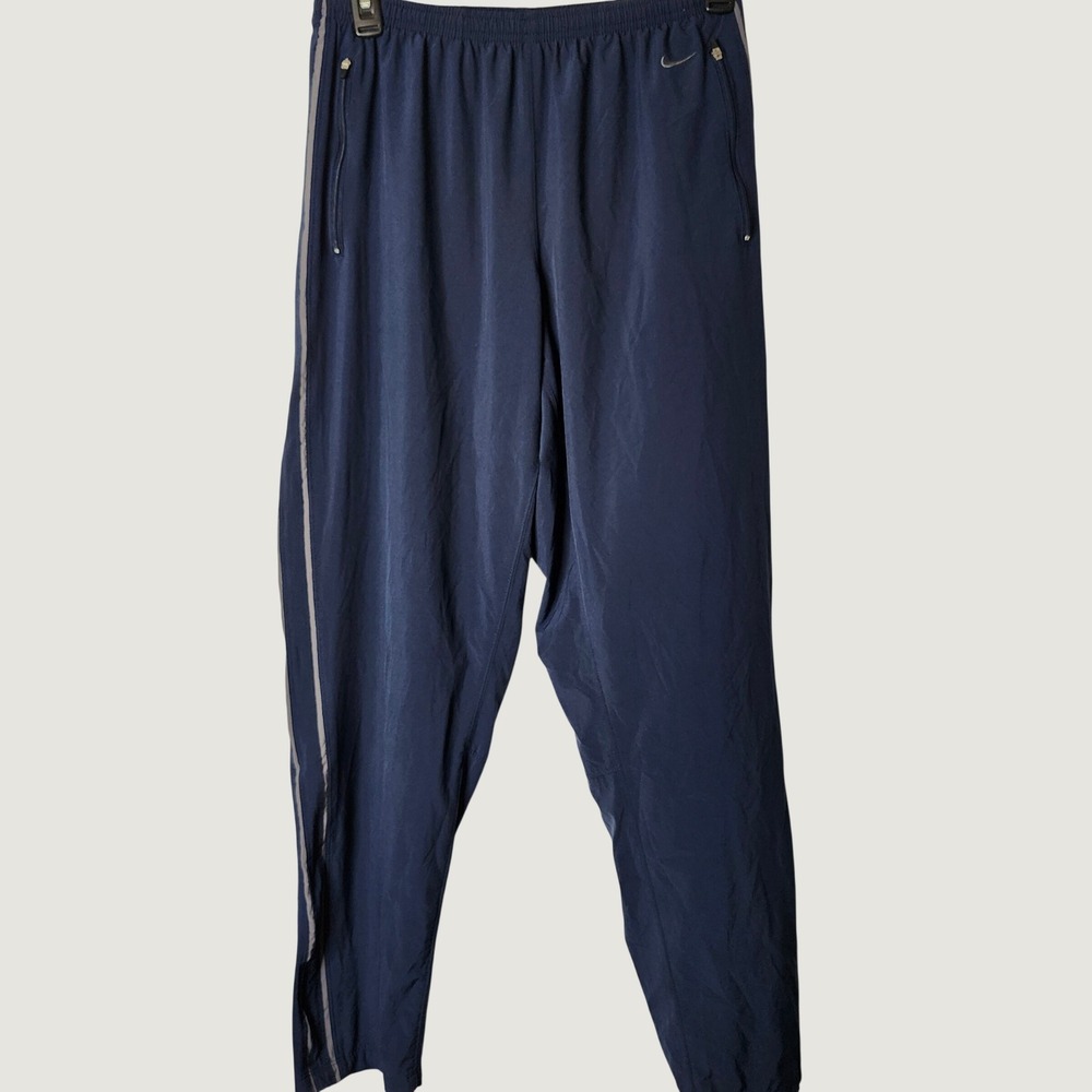 Nike Fit Y2K Track Pants Mens Large Navy Blue Zip Pockets Retro Athletic Relaxed